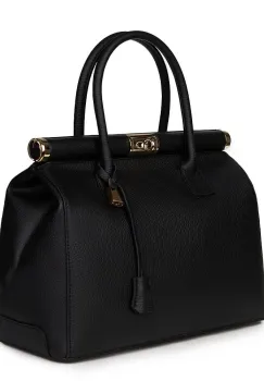 Geanta din piele naturala Bianca neagra imagine