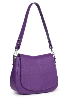Geanta din piele naturala Roberta mov imagine