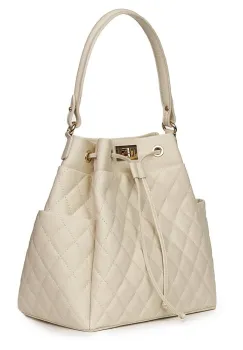 Geanta piele cu aspect matlasat Felice crem imagine