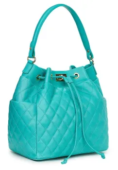Geanta piele cu aspect matlasat Felice turcoaz imagine