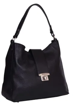 Geanta piele naturala Loredana neagra imagine