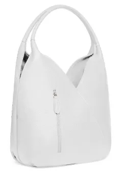 Geanta piele naturala Lorena alba imagine