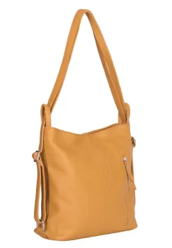 Geanta rucsac 2-in-1 din piele naturala Alesandra galbena imagine