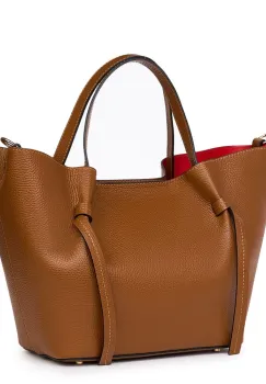 Geanta shopper din piele naturala Veronica coniac imagine