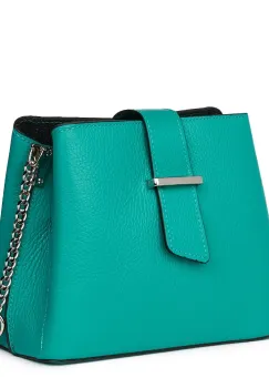 Mini poseta dama din piele Avery turcoaz imagine