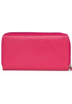 Portofel dama dublu din piele naturala Franco roz imagine