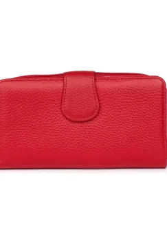 Portofel dama dublu din piele naturala Orlando rosu imagine