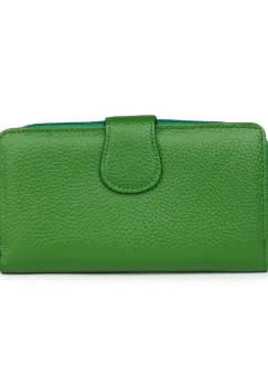 Portofel dama dublu din piele naturala Orlando verde imagine
