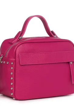 Poseta dama din piele naturala Cora fucsia imagine