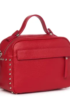 Poseta dama din piele naturala Cora rosie imagine