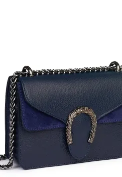 Poseta dama din piele naturala Dalia bleumarin imagine