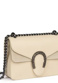 Poseta dama din piele naturala Dalia crem imagine