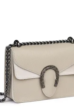 Poseta dama din piele naturala Dalia gri imagine