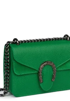 Poseta dama din piele naturala Dalia verde imagine