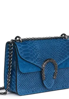 Poseta dama din piele naturala Diane albastra imagine