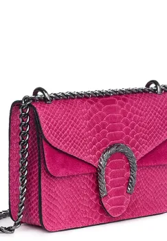 Poseta dama din piele naturala Diane fucsia imagine