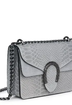 Poseta dama din piele naturala Diane gri imagine