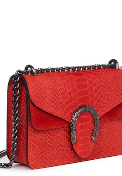 Poseta dama din piele naturala Diane rosie imagine