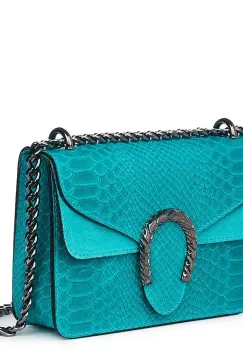 Poseta dama din piele naturala Diane turcoaz imagine