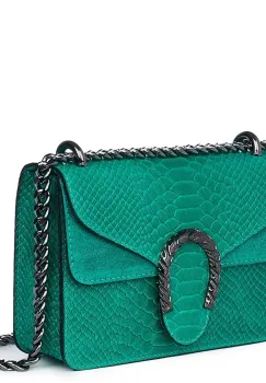 Poseta dama din piele naturala Diane verde smarald imagine