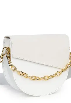 Poseta dama din piele naturala Donna alba imagine