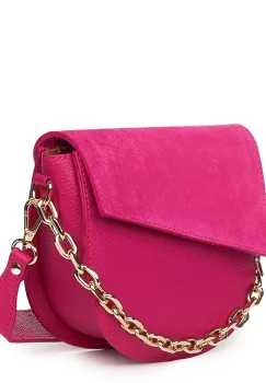 Poseta dama din piele naturala Donna fucsia imagine