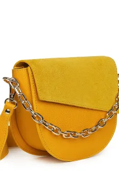 Poseta dama din piele naturala Donna galbena imagine