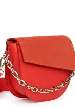 Poseta dama din piele naturala Donna portocalie imagine