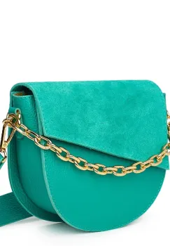 Poseta dama din piele naturala Donna turcoaz imagine