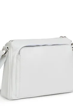 Poseta dama din piele naturala Vania alba imagine