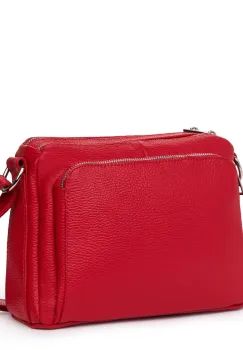 Poseta dama din piele naturala Vania rosie imagine