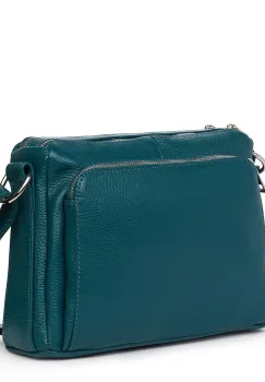 Poseta dama din piele naturala Vania verde marin imagine