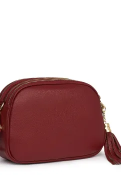 Poseta din piele cu trei compartimente Felicia grena imagine