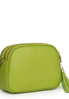 Poseta din piele cu trei compartimente Felicia verde deschis imagine