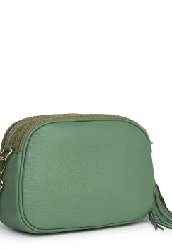 Poseta din piele cu trei compartimente Felicia verde fistic imagine