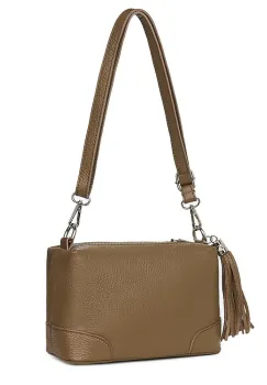 Poseta din piele cu trei compartimente Irene bej imagine