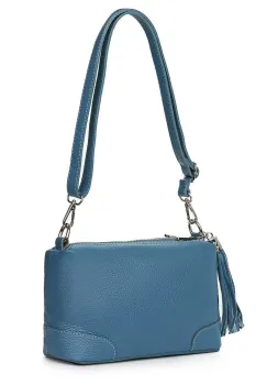 Poseta din piele cu trei compartimente Irene bleu imagine