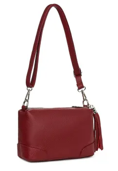 Poseta din piele cu trei compartimente Irene grena imagine