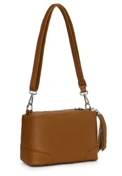 Poseta din piele cu trei compartimente Irene maro imagine