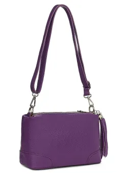 Poseta din piele cu trei compartimente Irene mov imagine