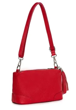 Poseta din piele cu trei compartimente Irene rosie imagine