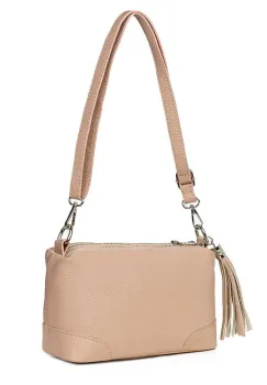 Poseta din piele cu trei compartimente Irene roz imagine