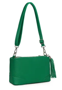 Poseta din piele cu trei compartimente Irene verde imagine