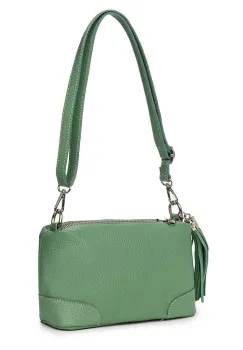 Poseta din piele cu trei compartimente Irene verde fistic imagine