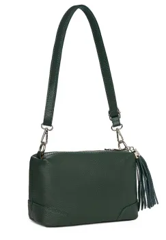 Poseta din piele cu trei compartimente Irene verde inchis imagine