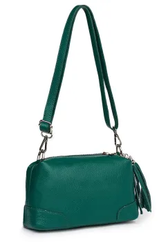 Poseta din piele cu trei compartimente Irene verde marin imagine