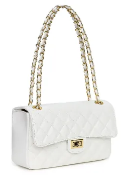 Poseta din piele matlasata Angela alba imagine