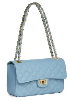 Poseta din piele matlasata Angela bleu imagine