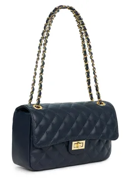 Poseta din piele matlasata Angela bleumarin imagine