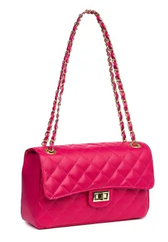 Poseta din piele matlasata Angela fucsia imagine